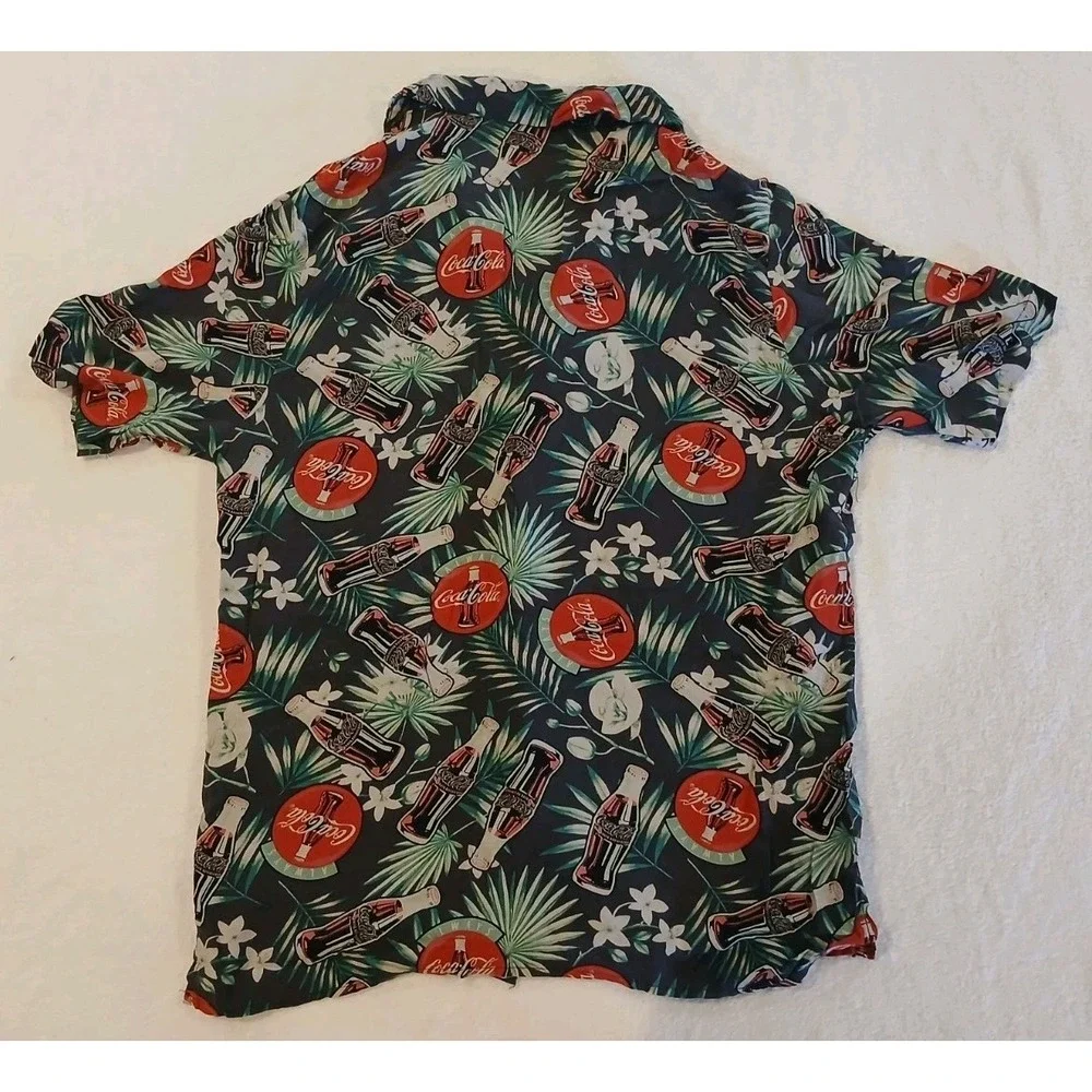 COCA COLA Hawaiian Shirt Men's‎ M Multicolor Rayon